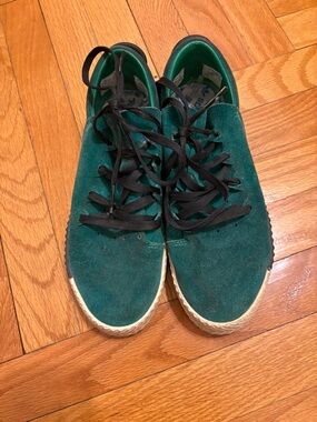 Alexander Wang Green Suede Sneakers with Black Laces